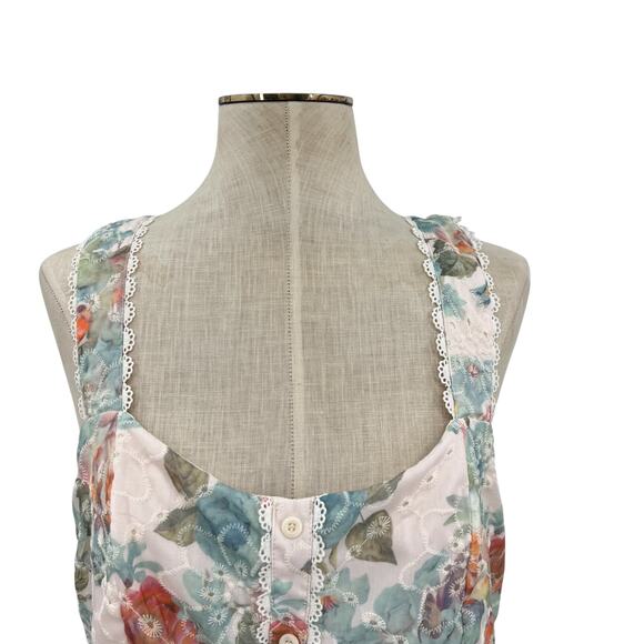 Ivy City Co Penny Tank Midi Dress Floral Print Eyelet Multicolor Size US 8 - Picture 3 of 15